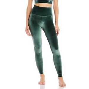 Beyond Yoga Green Velvet High-Waisted Leggings